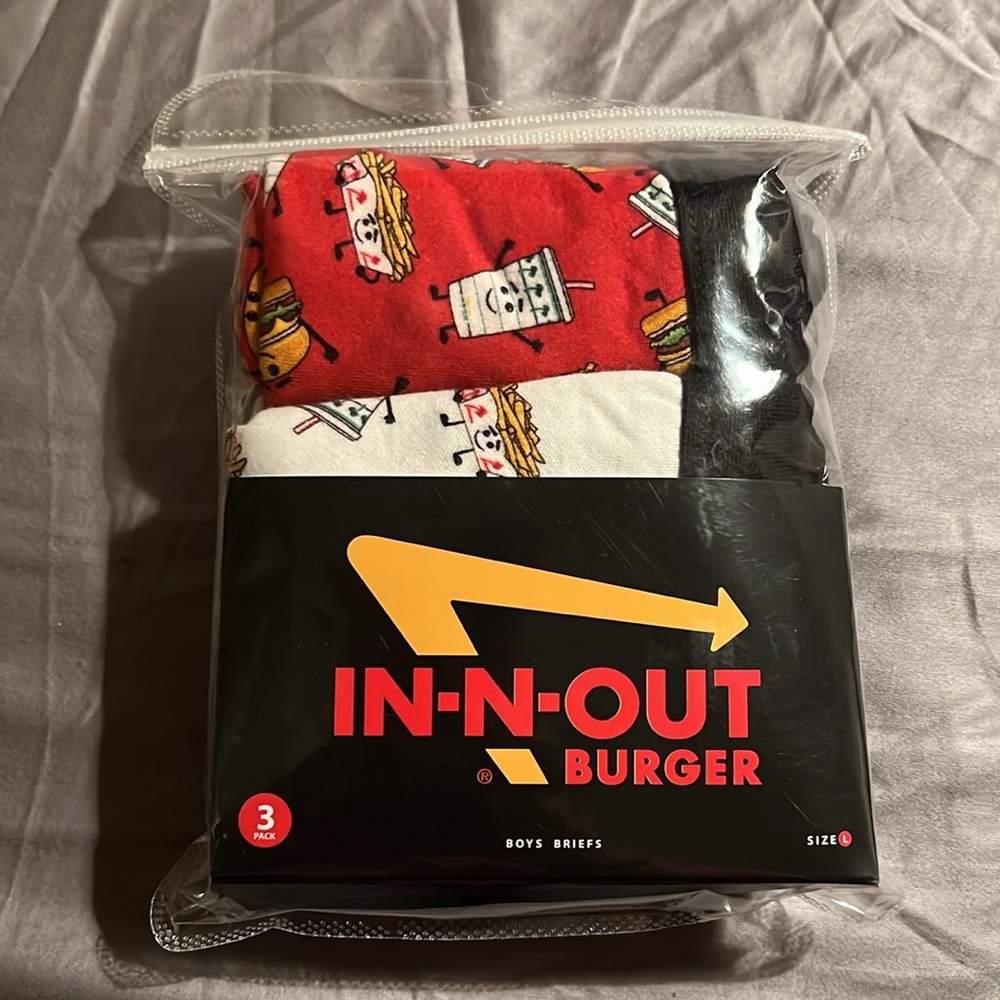 In N Out Burger kids underwear, sz L